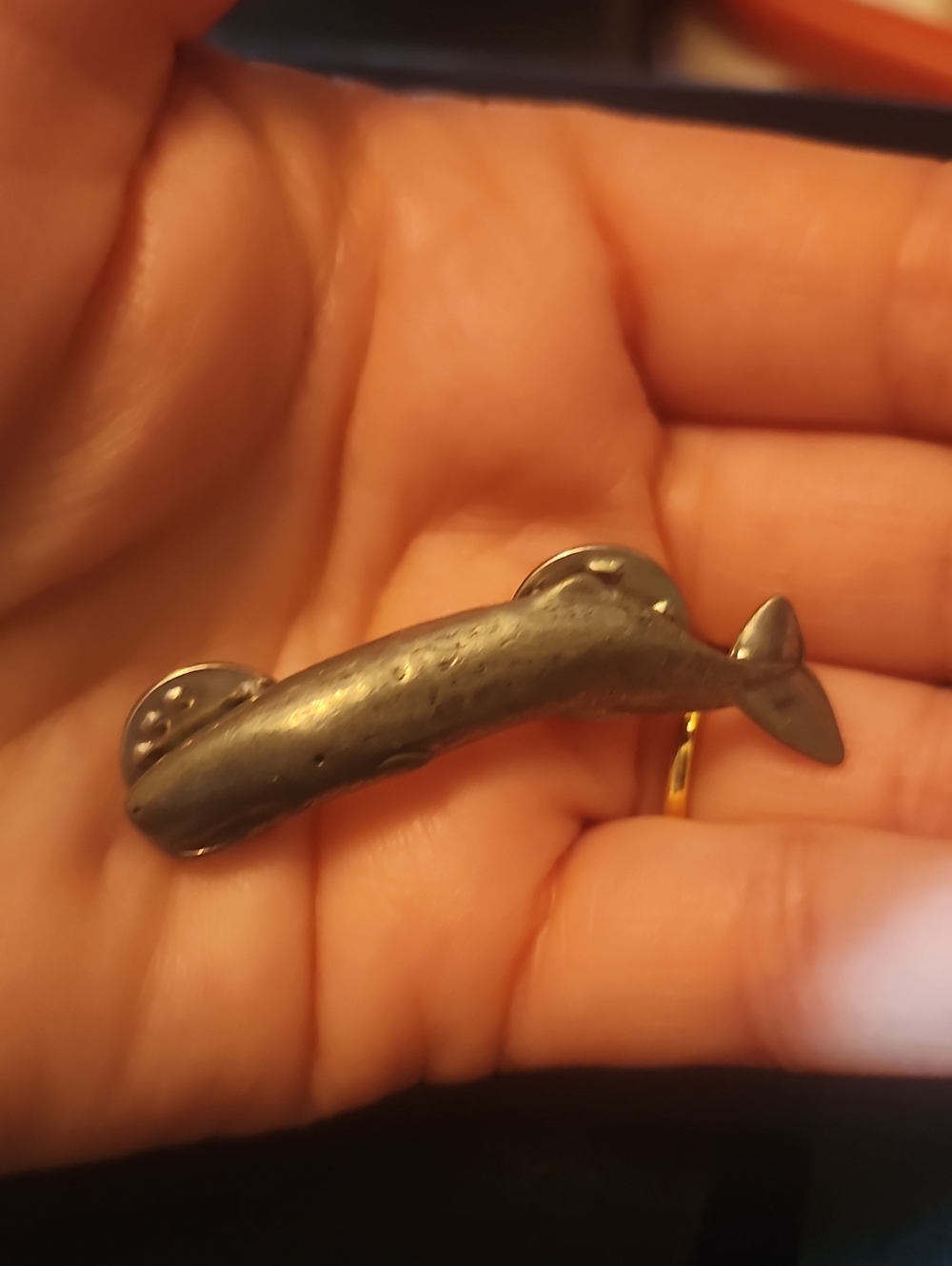 Vintage Gray Whale Pin - Metal Marine Accent